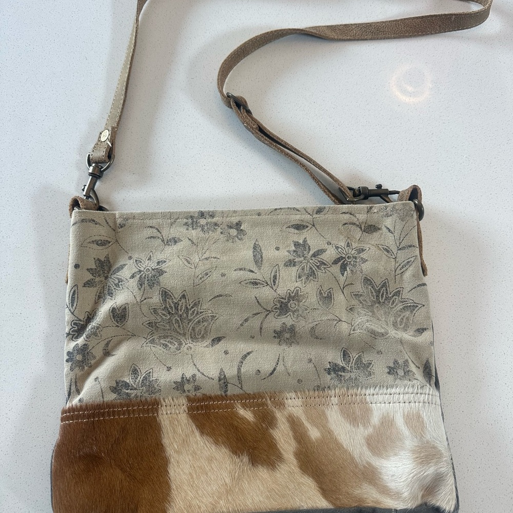 Myra Bags - Floral and Cowhide Crossbody Bag